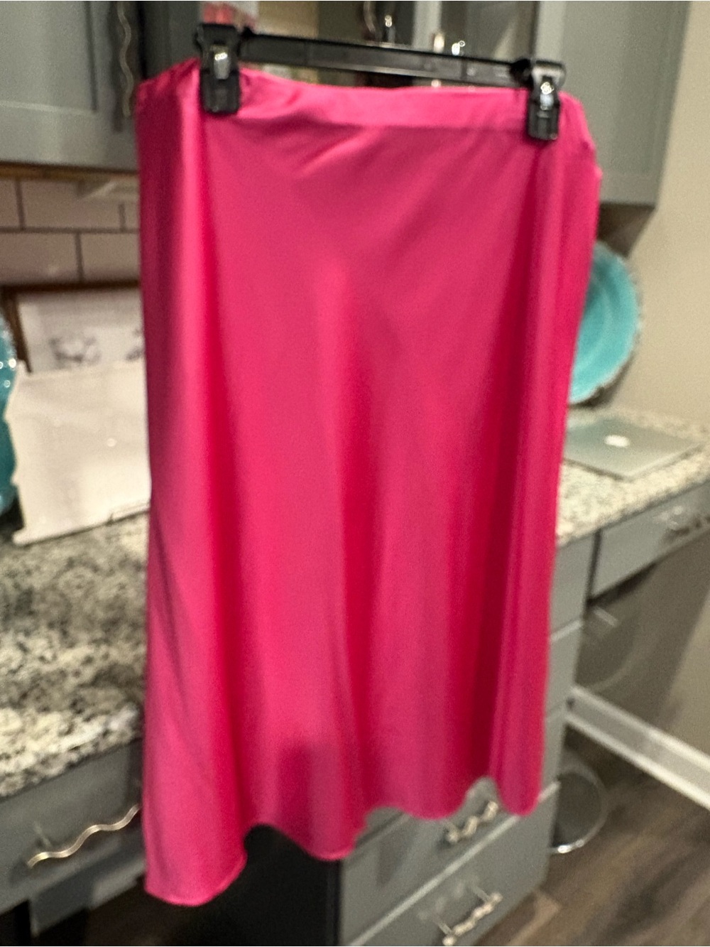 Bright Pink Satin Women's A-Line Skirt